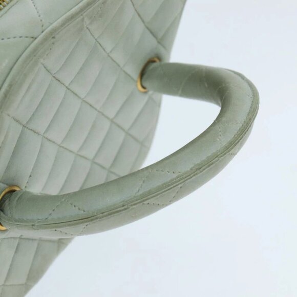 CHANEL Matelasse Vanity Cosmetic Pouch Lamb Skin Blue Gold CC Auth yk15445 - Picture 13 of 16